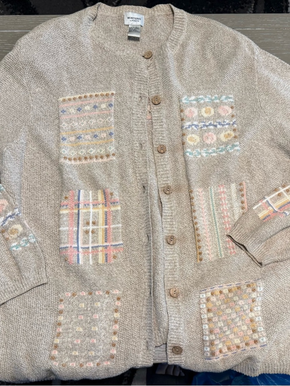 Vintage Grandma Cottagecore Cotton Blend Embroidered Cardigan Women's Size XL - Picture 3 of 9